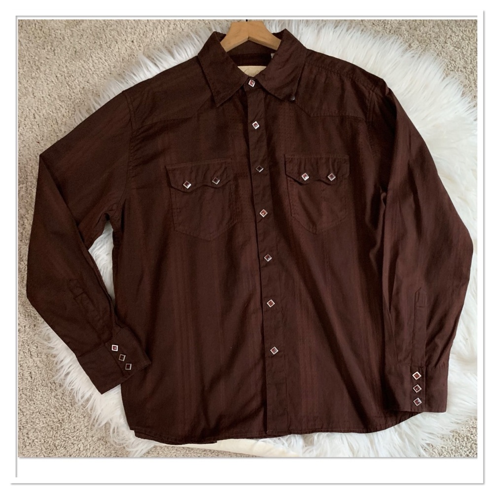 Scully Dobby Stripe Snap Western Shirt Brown Size XL